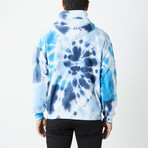 Box Fit Drop Shoulder Hand Dyed Hoodie // Serene Blues (2XL)