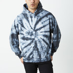Box Fit Drop Shoulder Hand Dyed Hoodie // Blue Waves (XL)