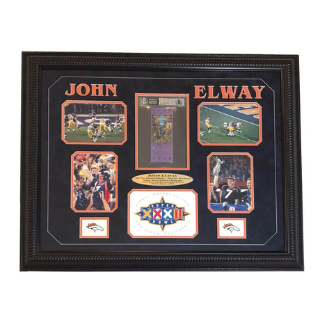 John Elway // Broncos Super Bowl XXXII Collage + Signed Ticket
