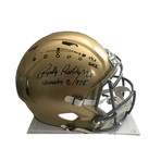 Rudy Ruettiger // Signed Notre Dame Helmet With Hand Drawn "Sack Play"
