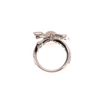 Mikimoto 18k White Gold Diamond + Pearl Statement Ring I // Ring Size: 7