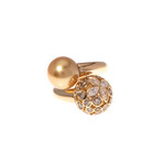 Mikimoto 18k Yellow Gold Diamond + Brown Diamond Statement Ring // Ring Size: 5