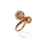 Mikimoto 18k Yellow Gold Diamond + Brown Diamond Statement Ring // Ring Size: 5