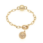 Mikimoto 18k Yellow Gold Diamond + Brown Diamond Link Bracelet