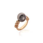Mikimoto 18k Rose Gold Diamond + Pearl Statement Ring // Ring Size: 5.5