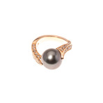 Mikimoto 18k Rose Gold Diamond + Pearl Statement Ring // Ring Size: 6