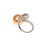 Mikimoto 18k White Gold Diamond + Pearl Statement Ring II // Ring Size: 7