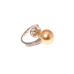Mikimoto 18k White Gold Diamond + Pearl Statement Ring II // Ring Size: 7