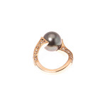Mikimoto 18k Rose Gold Diamond + Pearl Statement Ring // Ring Size: 6