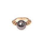 Mikimoto 18k Rose Gold Diamond + Pearl Statement Ring // Ring Size: 5.5