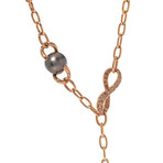 Mikimoto 18k Rose Gold Brown Diamond + Pearl Statement Necklace
