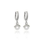 Mikimoto 18k White Gold Pearl + Diamond Earrings I