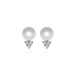Mikimoto 18k White Gold Pearl + Diamond Earrings VI