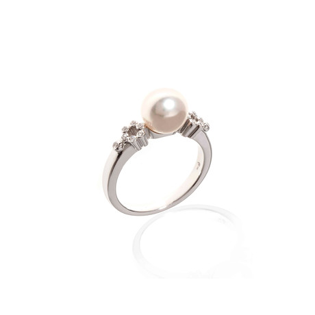 Mikimoto 18k White Gold Diamond + Pearl Statement Ring // Ring Size: 6.5