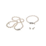 Mikimoto 18k White Gold Pearl Earrings + Necklace + Bracelet Set II