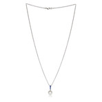 Mikimoto 18k White Gold Pearl + Sapphire Necklace I