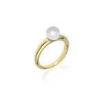 Mikimoto 18k Yellow Gold Pearl Ring // Ring Size: 6.25