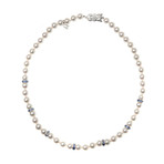 Mikimoto 18k White Gold Pearl + Sapphire Necklace II