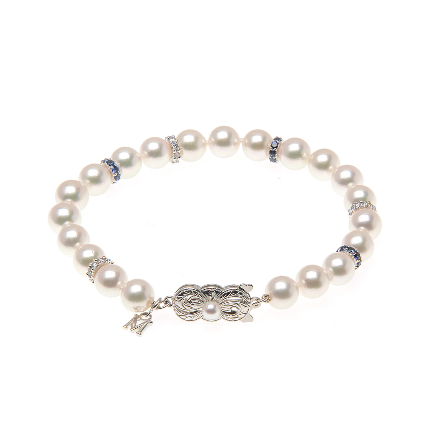 Mikimoto 18k White Gold Pearl + Diamond Bracelet - Sophisticated Styles ...