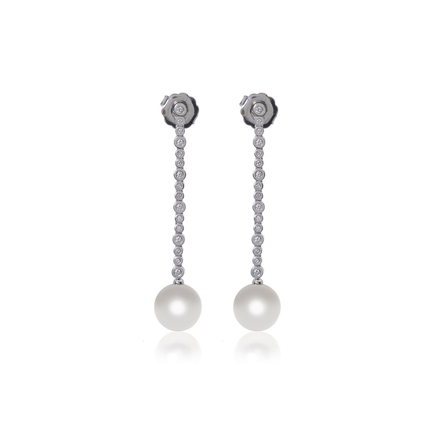 Mikimoto 18k White Gold Pearl + Diamond Earrings VII - Sophisticated ...
