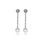 Mikimoto 18k White Gold Pearl + Diamond Earrings VII