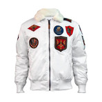 Official B-15 Flight Bomber Jacket + Patches // White (L)