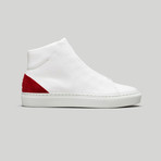 Minimal High V19 Sneakers // White Leather + Scarlet (Euro: 40)
