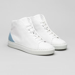 Minimal High V10 Sneakers // White Leather + Arctic Blue (Euro: 41)