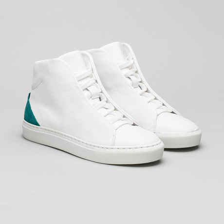 Minimal High V12 Sneakers // White Leather + Green (US: 7)