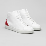 Minimal High V19 Sneakers // White Leather + Scarlet (Euro: 44)