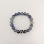 Blue Aventurine Bead Bracelet // Blue + Gold
