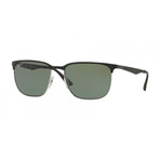 Men's Rectangular Sunglasses Polarized // Black + Green