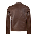 Lineout Leather Jacket // Brown (M)