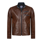 Lineout Leather Jacket // Brown (S)