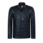 Lineout Leather Jacket // Navy (L)