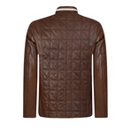 Lineout Quilted Leather Jacket // Brown (S)