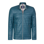 Germany Leather Jacket // Turquoise (L)