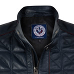 Lineout Leather Jacket // Navy (M)