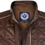 Lineout Quilted Leather Jacket // Brown (L)