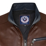 Lineout Leather Jacket // Brown (2XL)