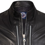 Block Leather Jacket // Black (M)