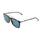 Carrera // Men's Square Sunglasses // Havana Ruthenium + Blue