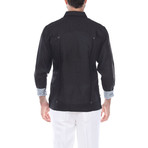 Guayabera Long Sleeve Shirt // Black II (2XL)