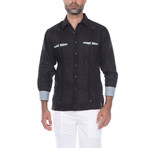 Guayabera Long Sleeve Shirt // Black II (L)