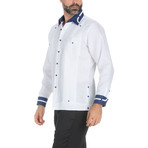 Linen Guayabera Long Sleeve Shirt // White (XL)