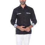 Guayabera Long Sleeve Shirt // Black II (XL)