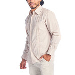 Classic Guayabera Long Sleeve Shirt // Khaki (M)