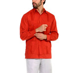 Classic Guayabera Long Sleeve Shirt // Rust (M)