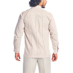 Classic Guayabera Long Sleeve Shirt // Khaki (XL)