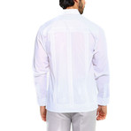 Classic Guayabera Long Sleeve Shirt // White (L)